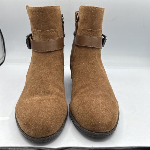 Isaac Mizrahi Live Women’s Brown Suede Side‑Zip Buckle Ankle Booties US 8.5 W - Picture 3 of 14
